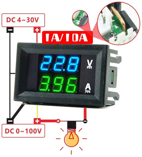 diymore 5PCS 0.28" Volt Amp Meter Digital Voltmeter Ammeter DC 100V 10A Waterproof Dual Display Current Voltage Meter Mini Ammeter Voltmeter 3 Bit...