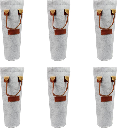Semetall 6Pcs Single Bottle Wine Tote Bags,Wine Carrier Tote Bags for Outdoor Carrying,Traveling,Light Grey...