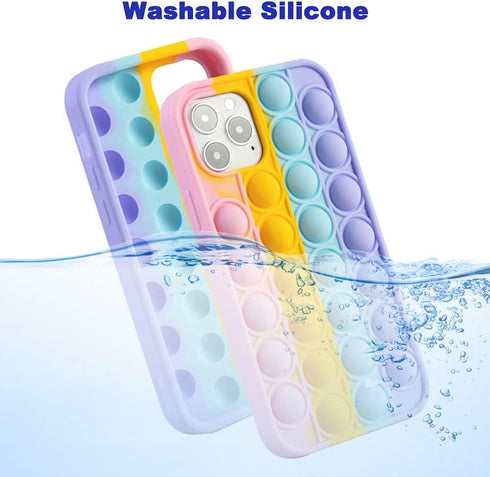 Pop It Phone Case for iPhone 11,Stress Reliever Push Pop Bubble Fidget Toys Cover,Cute Funny Soft Silicone Protective Shell for iPhone 11 6.1 inch...