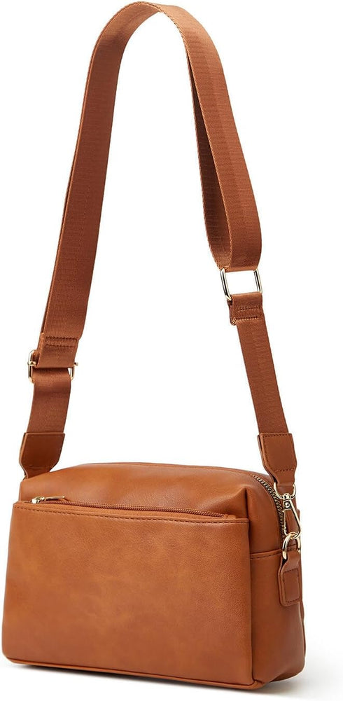 HUA ANGEL Small Crossbody Bags for Women Leather Cellphone Shoulder Handbags Triple Zip Satchel Purse with Adjustable Strap...