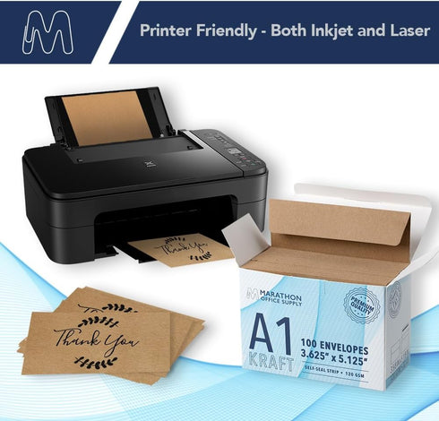 MOS A1 Invitation Envelopes – 3-5/8" x 5-1/8" Kraft Mailing Envelopes Self Seal (100 Count) – 120GSM/ 32LB Bond Heavy Duty – Gift Card Envelopes, ...