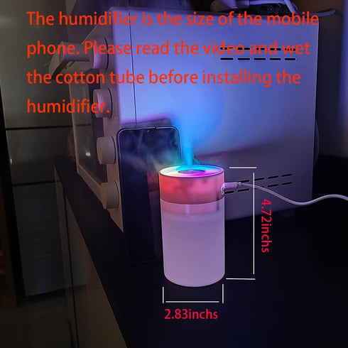 Colorful 260ml Humidifier,USB Power Supply,With 7 Color LED, Air Humidifier,Mini Air Humidifier,Can add essential oil,Suitable for Study Room, Bed...