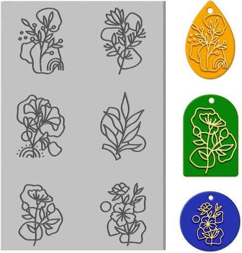 CHGCRAFT Polymer Clay Texture Sheets Bohemian Flowers Clay Texture Mat Floral Clay Texture Stamps Polymer Clay Earrings Tools Clay Texture Mat for...