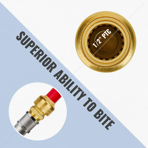 SUNGATOR Straight Connector Plumbing Fitting, Male Adapter 1/2 Inch by 1/2 Inch Push Fit PEX Fittings with Disconnect Clip, Push-to-Connect Copper...