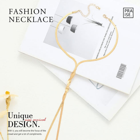 Jovono Long Choker Necklace Gold Herringbone Necklace Chain Minimalist Necklace Accessories for Women...