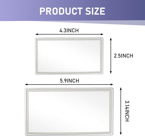 2 PCS Car Visor Mirrors, Shatterproof Stainless Steel Cosmetic Mirror for Cars, HD Decorative Mirror, 5.91 x 3.15 In and 4.33 x 2.36 In (Transpare...