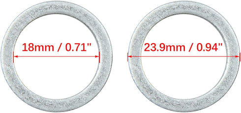 X AUTOHAUX 20pcs Engine Oil Crush Washers Drain Plug Gaskets 18mm ID. 23.9mm OD. for Car...