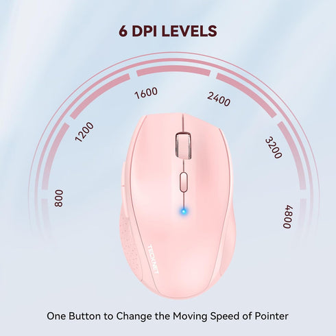 TECKNET Bluetooth Mouse, 4800 DPI Wireless Mouse, 2-Year Battery Computer Mouse 6 Adjustable DPI, 6 Buttons Compatible with Laptop/Windows/Compute...