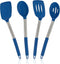 4 Pack Silicone Utensils Set, Non Stick Solid Spatulas, Heat Resistant Blue Slotted Spoons with Stainless Steel Handle, BPA Free Cooking Turner fo...