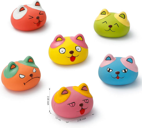 Squeaky Dog Toys Funny Animal Dog Balls for Puppy Mini Small Pet Dogs 6 Pcs/Set (Cat)...