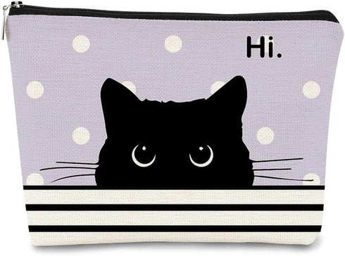 Cat Makeup Bag,Cat Gifts?Black Cat Purse,Gifts For Cat Lovers,Small Cute Makeup Bag Cosmetic Bag For Women Teen Girls,Birthday Gift,Cat Owners Gif...