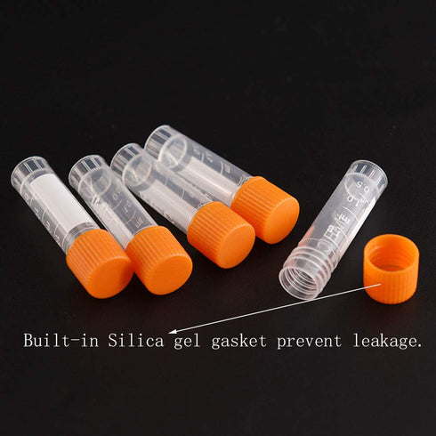 81PCS Cryo Tubes 2ml, Plastic Small vials with Screw caps Sample Tubes,PP Material ?with Silica Gel Gasket?Free from DNase, RNase, Human DNA...