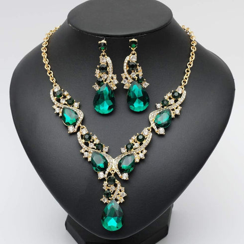 CSY Luxury Austrian Crystal Necklace Earrings Rhinestone Bridal Wedding Party Costume Jewelry Sets for Brides Bridesmaids Women...