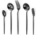 5-Piece Matte Black Serving Utensils Set, Stainless Steel Flatware Serving Set Include Spoon?Fork, Butter Knife and Slotted Spoon?Satin Finish, Di...