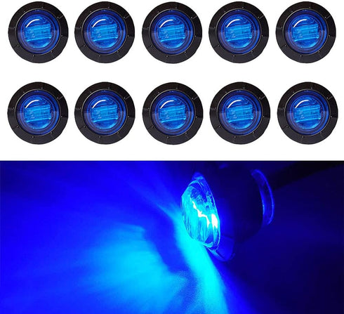 10Pcs 3/4 Inch LED Marker lights Signal Light 12V for Trailer Truck Bus Van(Blue)...