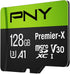 PNY 128GB Premier-X Class 10 U3 V30 microSDXC Flash Memory Card - 100MB/s, A1, 4K UHD, Full HD, UHS-I, micro SD, Black...