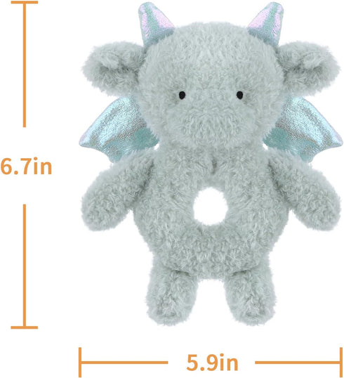 Apricot Lamb Baby Dragon Dinosaur Soft Rattle Toy, Plush Stuffed Animal for Newborn Soft Hand Grip Shaker Over 0 Months (Dragon, 6 Inches)...