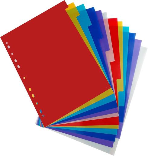 12 Tab Binder Dividers 3 Ring Plastic Binder Dividers with Tabs, Multicolor Notebook Dividers for 2/3/4/11 Ring Binders, Letter Size (8.2×11.6 Inc...
