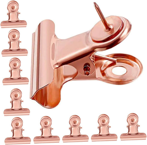 Ciieeo 30pcs Thumbtack Clip Clips Gold Decor Sticky Notes Push Pin Cork Board Photo Clip Decorative Thumb Tacks Cubicle Hooks for Fabric Walls Art...