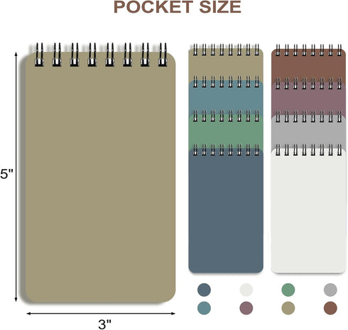 Pocket Notebook/Spiral Notebook - 8 Set Of Small Notebook Journal, Pocket Notepad with Thick Paper, 3" x 5" Journal for Women, Mini Notebook Journ...