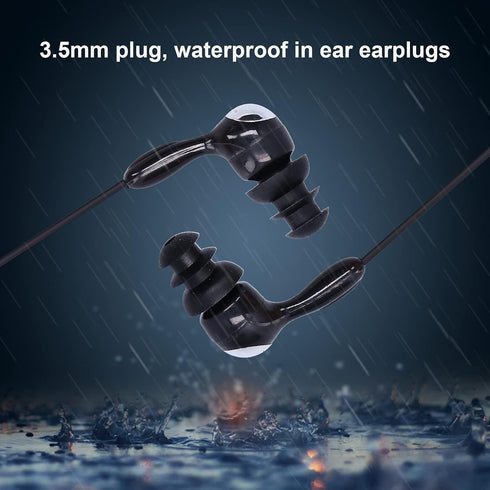 PUSOKEI Short Cord Waterproof Headphone, IP68 Waterproof Shortline in-Ear Tree Earplugs Waterproof Earphone Suitable Fit for Swimming Surfing Runn...