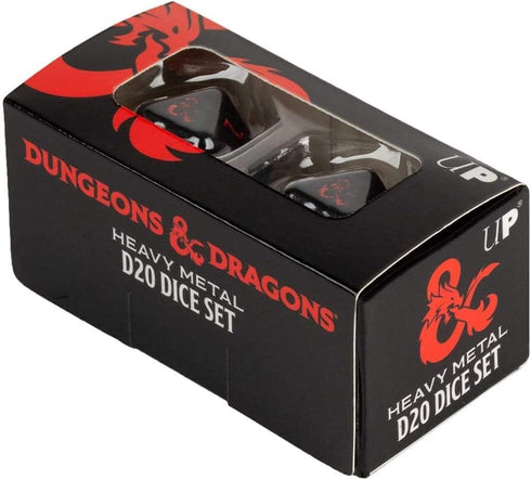Ultra PRO Dungeons & Dragons Ampersand Heavy Metal D20 Dice Set (2 Pieces) - Great for RPG, DND, MTG as Gamer Dice or Board Gaming Dice...