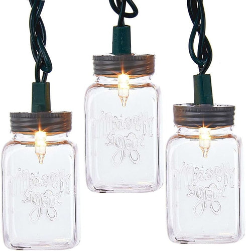 Kurt Adler UL 10-Light Clear Mason Jar Light Set...