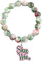 WSNANG Greek Paraphernalia Sorority Gifts Pink and Green Bead Bracelet Sorority Brooch Pin Gift Pink and Green Jewelry...