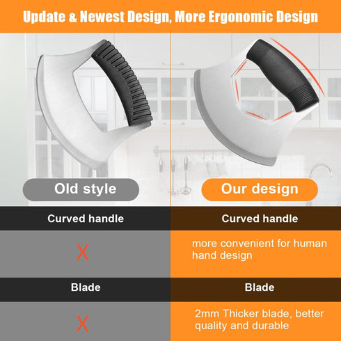 Luxiv Mezzaluna Knife Salad Chopper, Salad Chopper Stainless Steel Mezzaluna Knife with Protection Cover Vegetable Chopper Mincing Knife for Pizza...