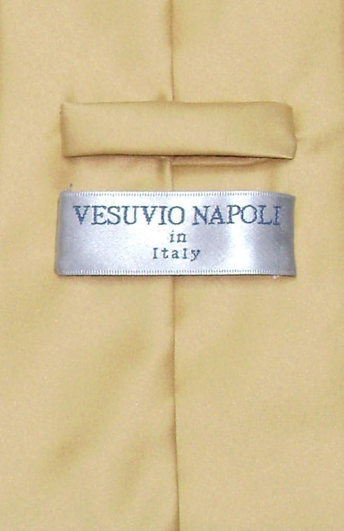 Vesuvio Napoli NeckTie Solid GOLD Color Men's Neck Tie...