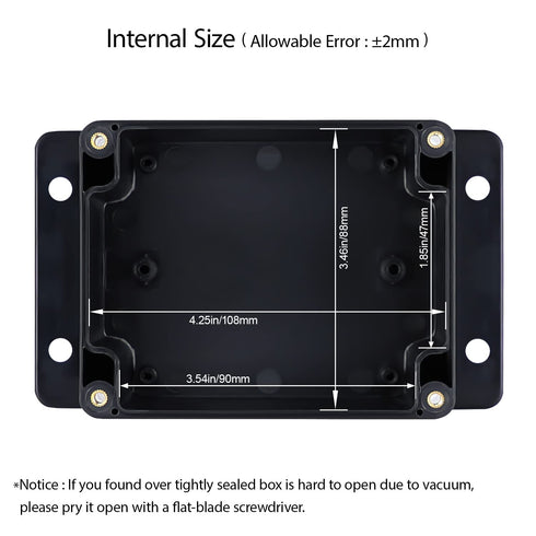 Junction Box IP65 Waterproof Dustproof ABS Plastic Universal Electric Project Enclosure with Fixed Ear Black 4.5x3.5x2.2 inch (2pc)...