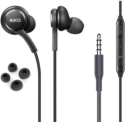 OEM Earbuds Stereo Headphones for Samsung Galaxy S10 S10e Plus A31 A71 Cable - Designed by AKG - with Microphone and Volume Buttons (Black)...