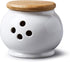 WM Bartleet & Sons 1750 Traditional Porcelain Garlic Storage Pot with Wooden Lid 10cm – White, One Size...