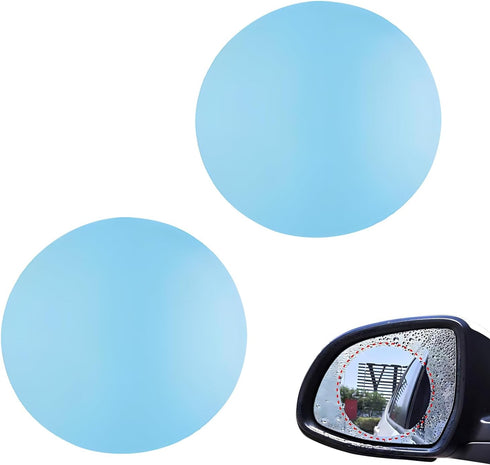 2 PCS Car Rearview Mirror Rainproof Film, 3.93" x 3.93" Round Highly Permeable Waterproof Anti-Fog Anti-Glare Hydrophobic Film, for Cars and Other...
