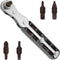 Mini Ratchet Set, 5-Piece 1/4 Ratchet Right Angle Screwdriver, 36-Tooth Bidirectional Ratcheting Wrench Bit Ratchet for Tight Spaces, Hand Tool wi...