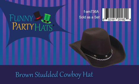 Funny Party Hats Brown Felt Cowboy Hat for Kids and Babies - Western Party Hat - One Size Fits Most...