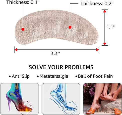 Ball of Foot Cushions for High Heels, Non-Slip Comfortable Forefoot Pads Metatarsal Pads All Day Pain Relief, Toe Cushions for Forefoot - 2Pairs (...