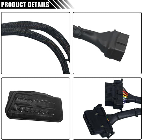 OBD2 Splitter Extension Cable Adapter, 16 Pin OBDII Extension 1 Male to 2 Female Extender Cord Adapter, Underdash Splitter Cable for Most Vehicles...
