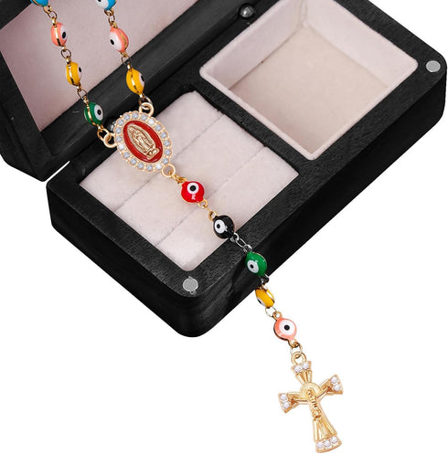 36 Pieces Rosary Kits Cross and Center Medal Charms Metal Crystal Rhinestone Virgen De Guadalupe Charms Crucifix Pendant for Diy Jewelry Making Su...