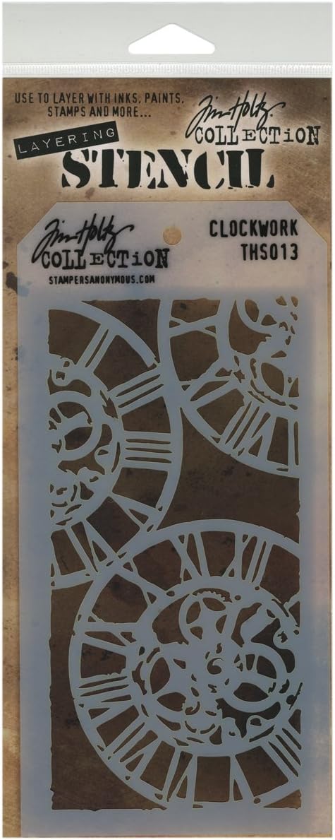 Stampers Anonymous Tim Holtz Layered Stencil, 4.125 by 8.5-Inch, Clockwork...