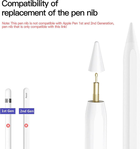 TaIYanG Stylus Replacement Tips Apple Pencil Tips 10 Pack-White (Universal with Black/Pink/Purple Tips)...