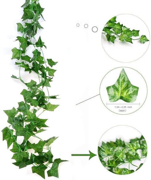 KUPOO 12 Strands 84 Feet Artificial Ivy Leaf Plants Vine Hanging Garland Fake Foliage Flowers for Wedding Party Garden Wall Decoration (Style A)...