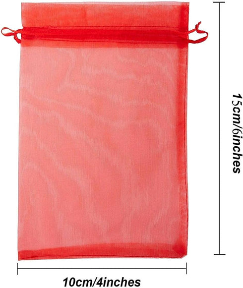 4x6 Inch Organza Gift Bags with Drawstring for Jewelry,Candy,100 Pcs Red Sachet,Sheer Fabric Mesh Tulle Pouches for Baby Shower,Mom Birthday,Party...