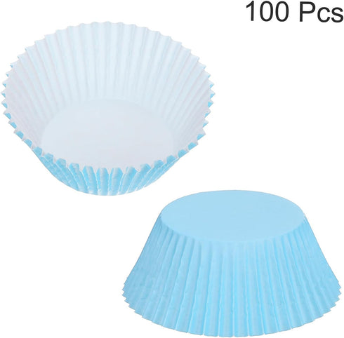 uxcell 100 Pcs Cupcake Liners, Muffins Paper Baking Cups Wrappers Standard Greaseproof for Baking Cupcake Wrapper, Sky Blue...