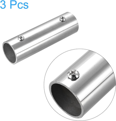 uxcell 3Pcs Straight Pipe Fitting Connector, 304 Stainless Steel 2-Way Hand Rail Tube Connector 100mm Length, for 1"(25mm) OD Handrail Railing...