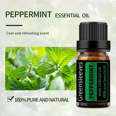 GREENSLEEVES Peppermint Essential Oil, 10ml Pure Plant-Based Fragrance Oil for Aromatherapy, Essential Oils for Diffuser, Air Freshener, Massage, ...