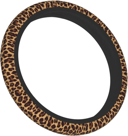 Leopard Steering Wheel Covers Non Slip Neoprene Steering Wheel Protector Cover Universal 15 Inch for Men Women...