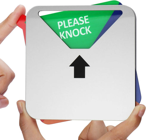 Kichwit Privacy Sign, Do Not Disturb, Out of Office, Please Knock, in a Meeting, Conference Sign for Offices, Square Shaped, 4.9 Inch, Silver...