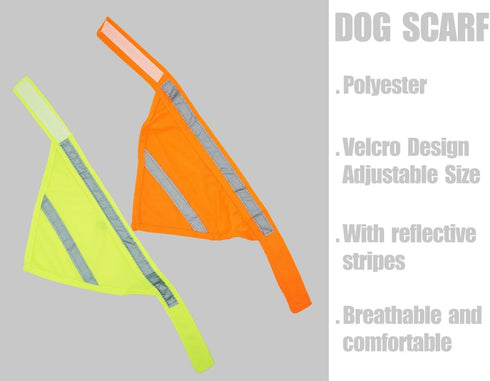 2 Pack REFLECTIVE DOG BANDANA Large/medium/small with Personalized Neon Color,Safety Dog Bandana Orange Dog Scarf High Visibility Bib Dog Walking ...