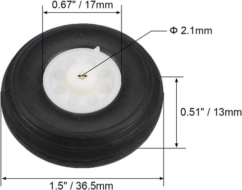 uxcell Tire and Wheel Sets for RC Airplane,PU Sponge Tire with Plastic Hub,1.43" 2pcs...